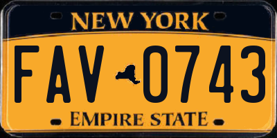 NY license plate FAV0743
