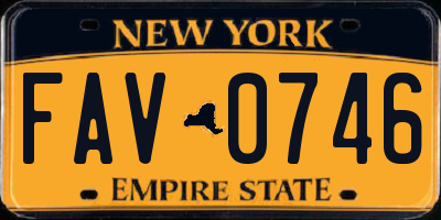 NY license plate FAV0746