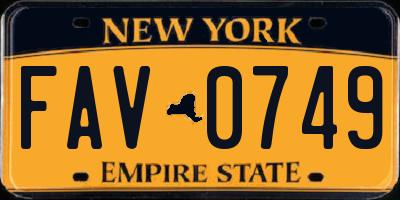 NY license plate FAV0749