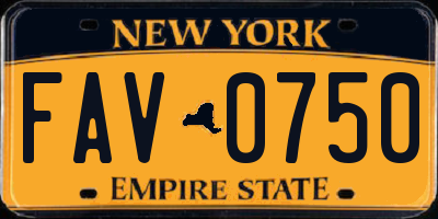 NY license plate FAV0750