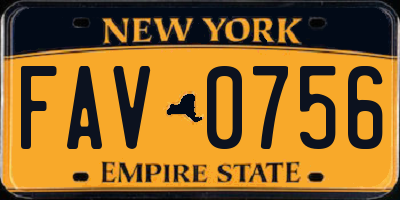 NY license plate FAV0756