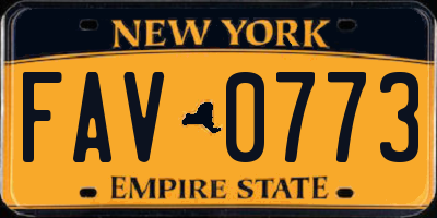 NY license plate FAV0773