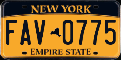 NY license plate FAV0775