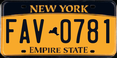 NY license plate FAV0781