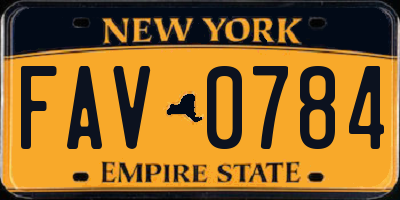 NY license plate FAV0784