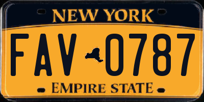 NY license plate FAV0787