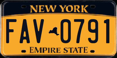 NY license plate FAV0791