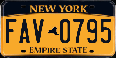 NY license plate FAV0795