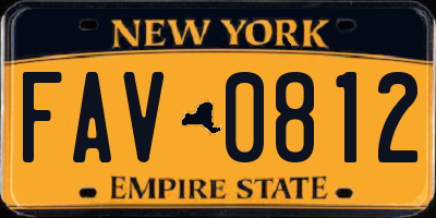 NY license plate FAV0812