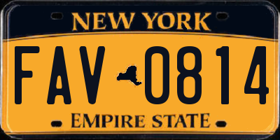 NY license plate FAV0814