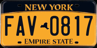NY license plate FAV0817