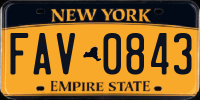NY license plate FAV0843