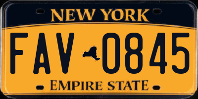 NY license plate FAV0845