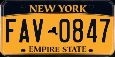 NY license plate FAV0847