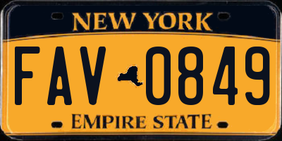 NY license plate FAV0849