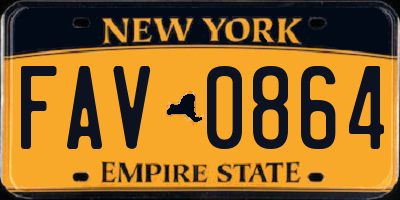 NY license plate FAV0864