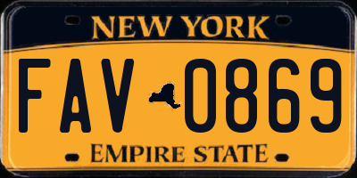 NY license plate FAV0869