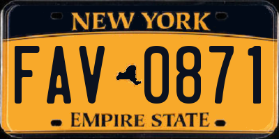 NY license plate FAV0871