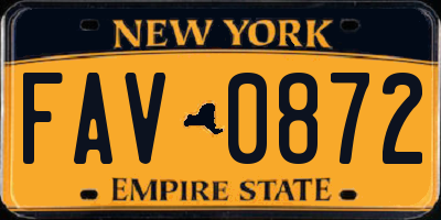 NY license plate FAV0872