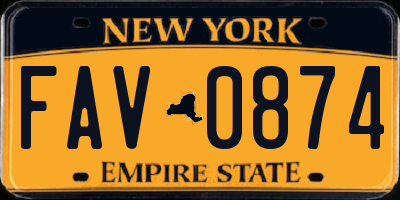 NY license plate FAV0874