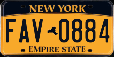 NY license plate FAV0884