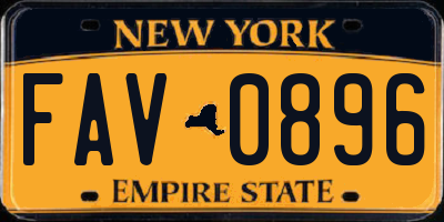 NY license plate FAV0896