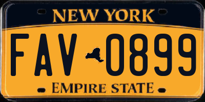 NY license plate FAV0899