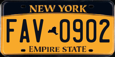 NY license plate FAV0902