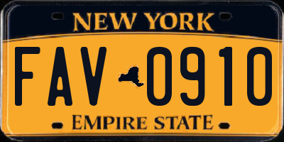 NY license plate FAV0910
