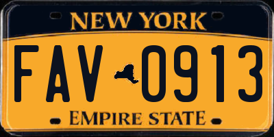 NY license plate FAV0913