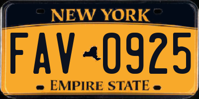 NY license plate FAV0925