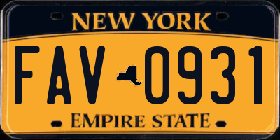 NY license plate FAV0931