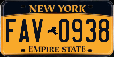 NY license plate FAV0938