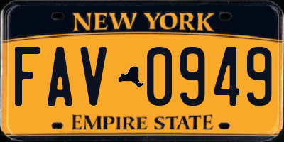 NY license plate FAV0949