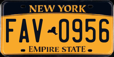 NY license plate FAV0956