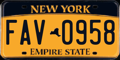 NY license plate FAV0958