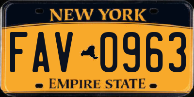 NY license plate FAV0963