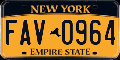 NY license plate FAV0964