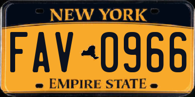 NY license plate FAV0966