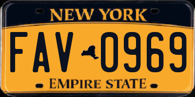 NY license plate FAV0969