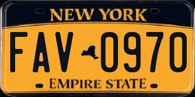 NY license plate FAV0970