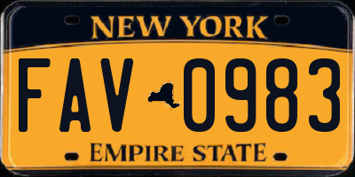 NY license plate FAV0983