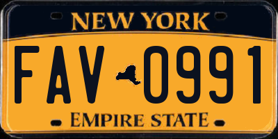 NY license plate FAV0991