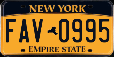 NY license plate FAV0995