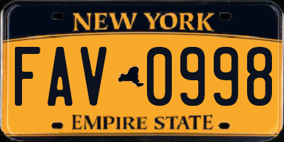 NY license plate FAV0998