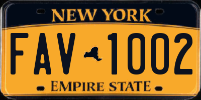 NY license plate FAV1002