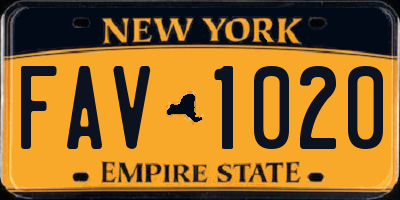 NY license plate FAV1020