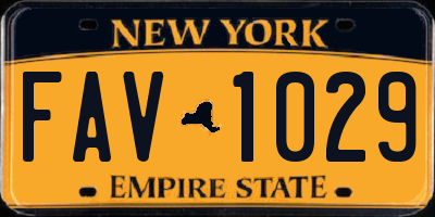 NY license plate FAV1029