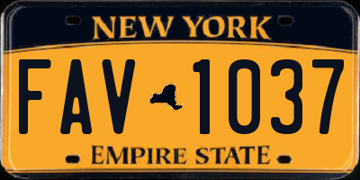 NY license plate FAV1037