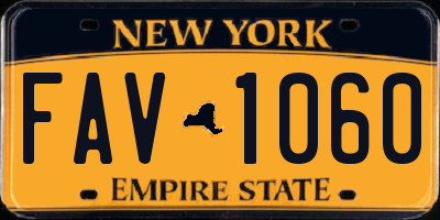 NY license plate FAV1060